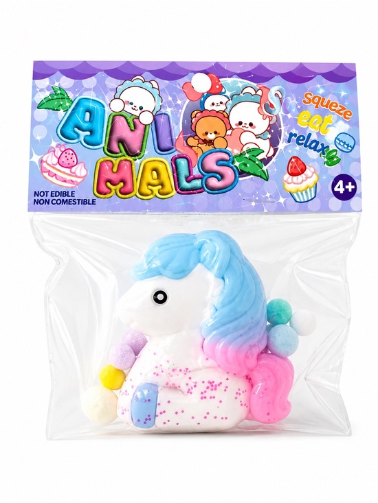 Other - Taba squishy Animal Pastel Unicorn Squishy Toy - Blue, Pink & White